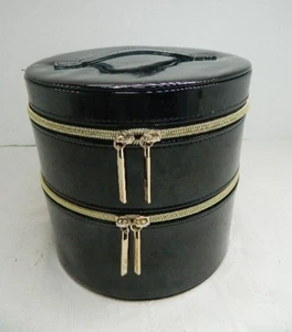 Lancome Cosmetic Makeup Bag Astuccio Trenino Rotondo 2 Scomparti con Cerniera e Specchio - Foto 1 di 14