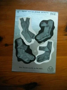 Patons Vintage Men's Socks Knitting Pattern 861 - Picture 1 of 1