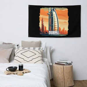 Dubai Habibi Burj Al Arab Wall Tapestry Flag Decor - Picture 1 of 1
