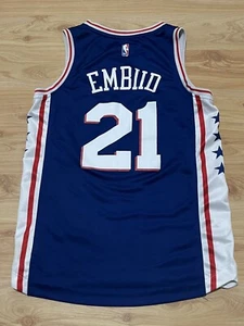 FANATICS NBA PHILADELPHIA 76ERS #21 JOEL EMBIID JERSEY SIXERS SZ S BLUE EUC - Picture 1 of 6