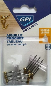 Aiguille acier trempé tète laitonnée sertie GPI - A clouer - Vendu Par 12 - Picture 1 of 2
