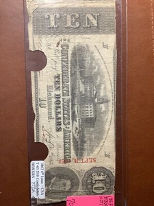 confederate 10 dollar 1863 cut cancelled 002971 3b - Picture 1 of 2
