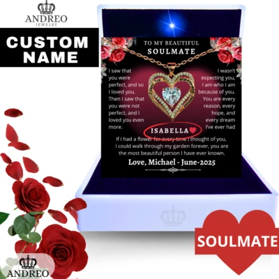 18k Soulmate CUSTOM Gift Birthstone Necklace Girlfriend Birthday Gifts - Image 1 of 4