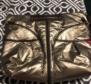 Skip Hop Dash Gold N Brown Messenger Diaper Bag, Chevron New w/out Tags - Picture 1 of 3