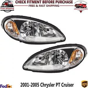 Headlight w/ bulb Driver & Passenger Side For 2001-2005 Chrysler PT Cruiser - Picture 1 of 13