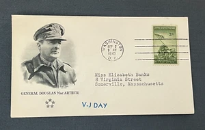 SEP 2 1945 WASH DC MACHINE CANCEL VJ DAY JAPAN ! WWII PATRIOTIC GEN MACARTHUR 2 - Picture 1 of 2