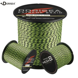 Dorisea 4/8 Strands 100M-2000M PE Fluorescent Green&Black Braided Fishing Line - Picture 1 of 16
