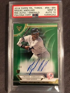 2018 Topps Triple Threads Miguel Andujar Emerald Rookie Auto PSA/DNA 9/10💎POP 1 - Picture 1 of 2