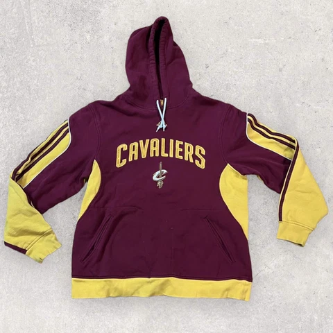 Cleveland Cavaliers Sweater Adidas Mens Medium Red Yellow Hoodie Pullover NBA Cover