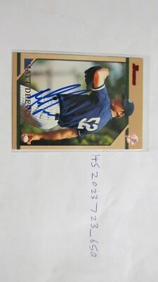 1996 Bowman Matthew Matt Drews signed baseball card - Image 1 of 2