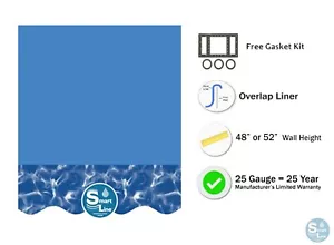 SmartLine Swirl Bottom 25 Gauge Round Swimming Pool Overlap Liners w/ Gasket - Picture 1 of 11