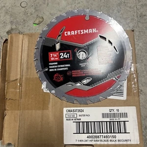 QTY 10 - Craftsman High Performance Circular Saw Blade Carbide 24T 7-1/4" x 5/8" - Picture 1 of 5