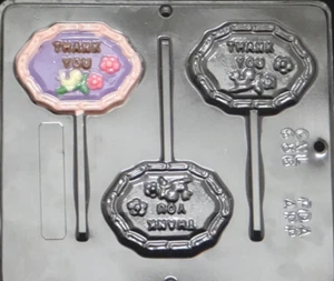 THANK YOU CHOCOLATE LOLLIPOP MOULD 3 CAVITY   - Picture 1 of 1