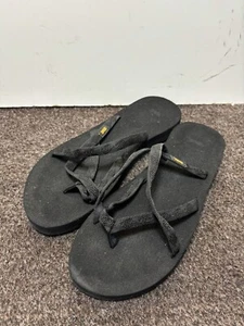 Teva Womens Sandals Olowahu Black Strappy Flip Flop SIze 10 Us - Picture 1 of 5