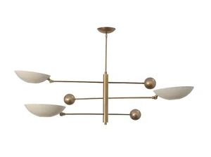 3 Light Pendant Mid Century Modern Raw Brass Sputnik chandelier light Fixture SW - Picture 1 of 7