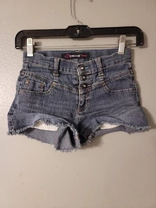 Jordache Girls Cutoff Shorts Size 8 3 Snap Button Zip Fly Rhinestones - Picture 1 of 9