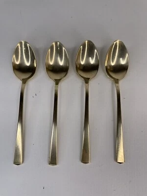 Set of 4 Vtg Dirigold Dirilyte Goldware Empress Flatware Silverware Teaspoons - Image 1 of 4