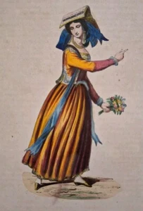 Donna di Nettuno. Litografia con fine coloritura coeva. DALLY, 1847. - Imagen 1 de 1