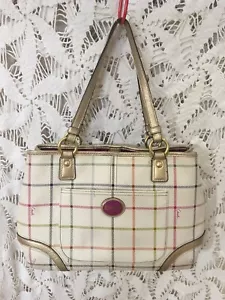 COACH Leather Purse Shoulder Bag Plaid - Picture 1 of 7