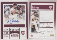 2017 Panini Elite Extra Edition College Tickets AJ Minter #CT-AM Auto