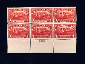 U.S: MINT #Q4 PLATE # BLOCK/6 VERY LIGHTLY HINGED OG CV $1,000 - Picture 1 of 2