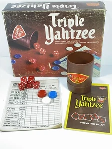 Vintage Triple Yahtzee Dice Game E.S. Lowe 1975 100% Complete Game - Picture 1 of 5