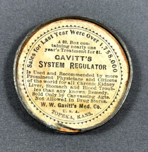 Antique Adv Mirror Quack Medicine ~  GAVITT'S System Regulator ~ Kidney,Stomach - Picture 1 of 3