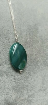 Collana argento 925 con onice verde Cristalloterapia Chakra benessere pace - Immagine 1 di 4