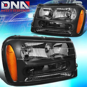 FOR CHEVY TRAILBLAZER SUV 2002-2009 BLACK/AMBER HEADLIGHTS HEAD LIGHT LAMP - Picture 1 of 7