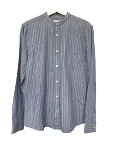 FOLK Blue Linen Mix Striped Shirt Size Medium BNWT Folk Size 3 ‘Dunn’ Shirt - Picture 1 of 10