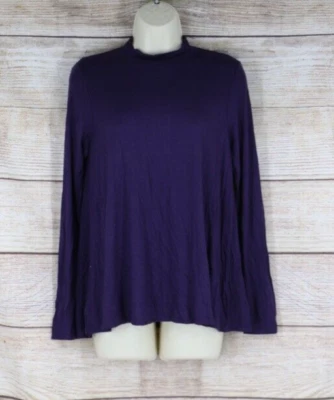 Camisa Jodifl Mujer Talla Pequeña Cuello Simulado Manga Larga Ciruela Púrpura Foto 1 de 4