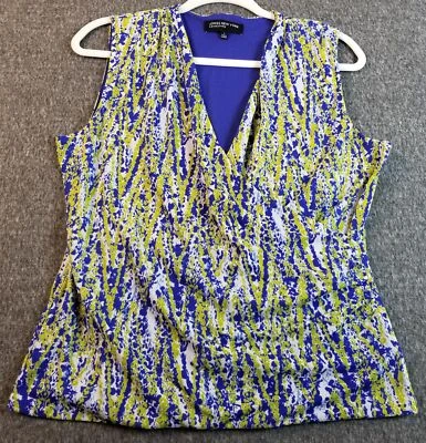 Camiseta sin mangas Jones New York para mujer grande azul verde abstracta sin mangas elástica Foto 1 de 4