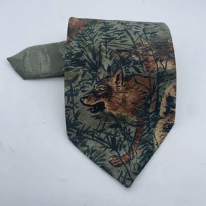 Wolf Incredible Lost Kingdom Mens Green Necktie Polyester 4 by 56 inch - Picture 1 of 8