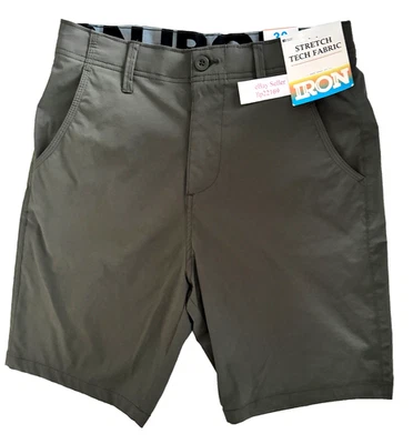 IRON CO Men's Stretch Nylon Tech Fabric Shorts SIZE 30 Flex Waist TURTLE GREEN - Image 1 of 4