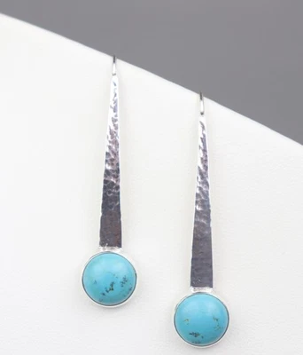 Silpada W2132 Swan Dive Sterling Silver Turquiose  Hammered Threader Earrings - Image 1 of 4