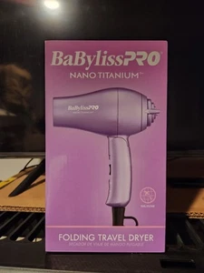NEW Babyliss Pro Nano Titanium Travel Purple Hair Dryer Foldable Handle 2 Speed - Picture 1 of 4