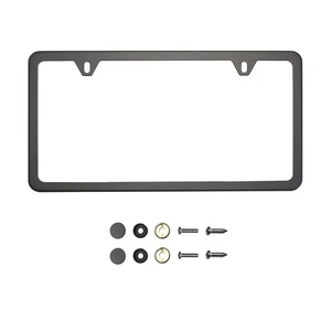 Two Hole Slim Version Matte Flat Black License Plate Frame T304 Stainless Ste... - Picture 1 of 1