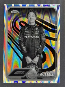 2024 Topps Chrome Formula 1 George Russell Black White RayWave Refractor F1 #5 - Picture 1 of 2