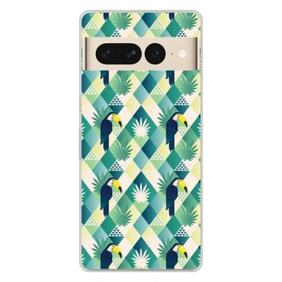 Custodia in silicone stampato compatibile con Google Pixel 7 Pro Toucan rombo - Immagine 1 di 4