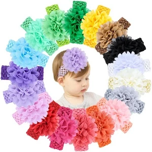 18pcs Baby Girls Headband Chiffon Flower Soft Stretchy Hair Band Hair Accesso... - Picture 1 of 9