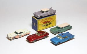 Matchbox Lesney x5 Job Lot inc MB27 Cadillac Sixty Special, E Type, Ford T Bird - Picture 1 of 4