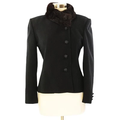 Abrigo asimétrico de lana negro vintage años 60 para mujer M noche fiesta chaqueta Foto 1 de 4