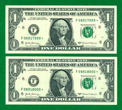 $1 2017 2 F/* BLOCK (w) ATLANTA P-3. ROLL OVER PAIR 7999-8000 STAR - Image 1 of 3