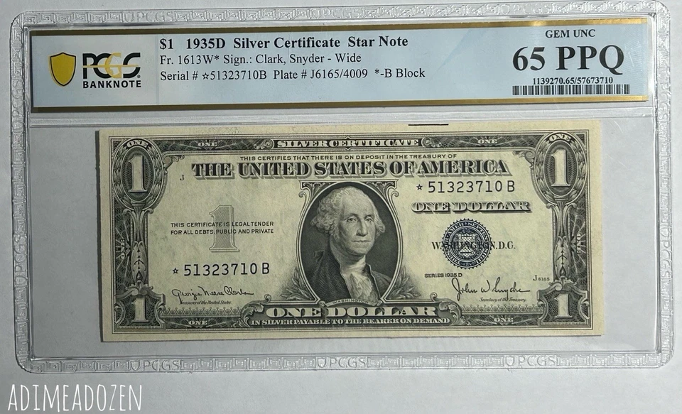 Fr. 1613W* Wide 1935D $1 Silver Certificate Star ⭐️ Note (PCGS 65) ER9586KM - Image 1 of 2