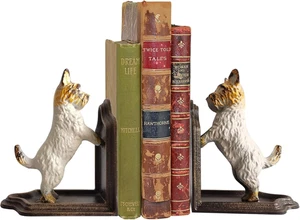 Decorative Bookends - Cast Iron Dogs Sculptural Bookend Pair - Heavy Duty Dog St - Picture 1 of 12