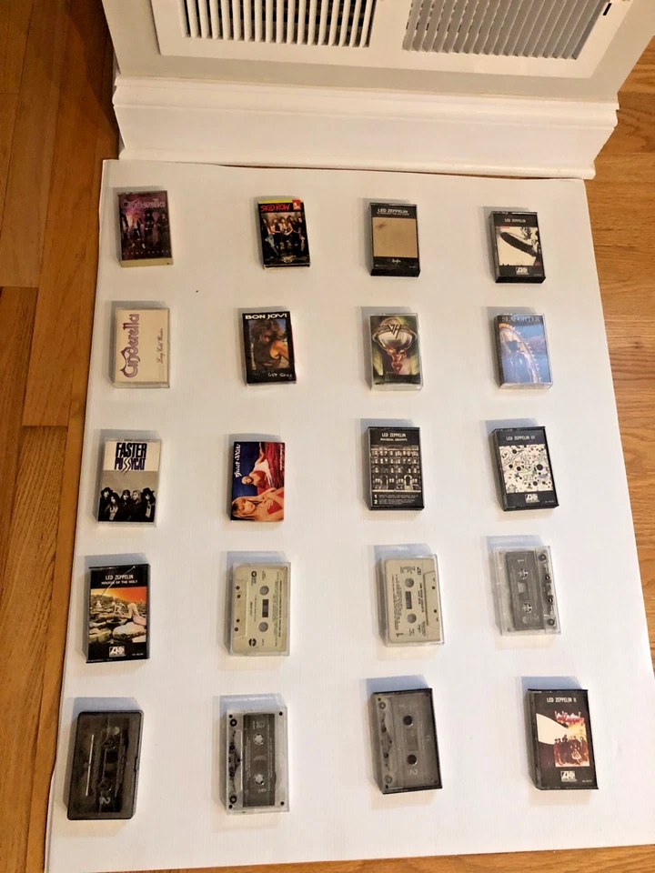 Vtg 20 Cassette Tapes Assorted Collection Rock Metal Hair Band Led Zeppelin Foto 1 de 4