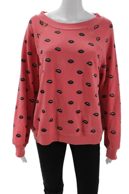 Blusa moletom Wildfox feminina estampa lábios gola redonda vermelha tamanho XS - Imagem 1 de 4
