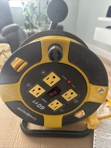 Link2Home Cord Reel Extension Cord 4 Power Outlets 14 AWG SJTW Cable 60 Ft - Picture 1 of 2