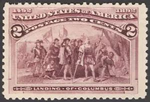 US Sc# 231 *MINT OG NH* { JUMBO -XF- LANDING OF COLUMBUS } 2c COLUMBIAN OF 1893 - Picture 1 of 4