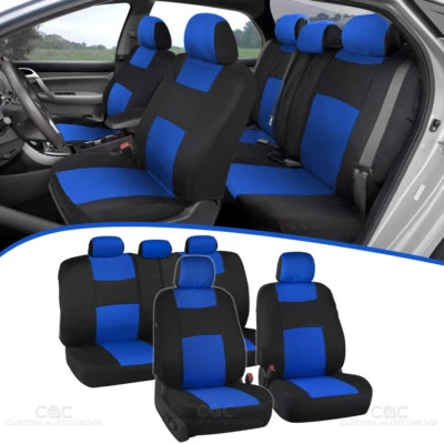 Fundas de asiento de coche para Honda Accord sedán, cupé azul y negro banco dividido Foto 1 de 4